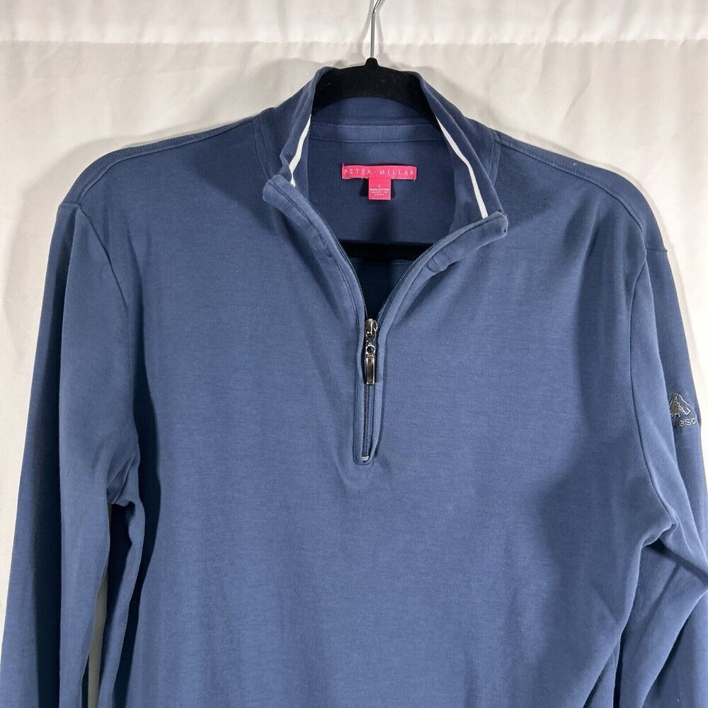 Peter Millar Jacket Women's Large Solid Blue 1/4 … - image 2